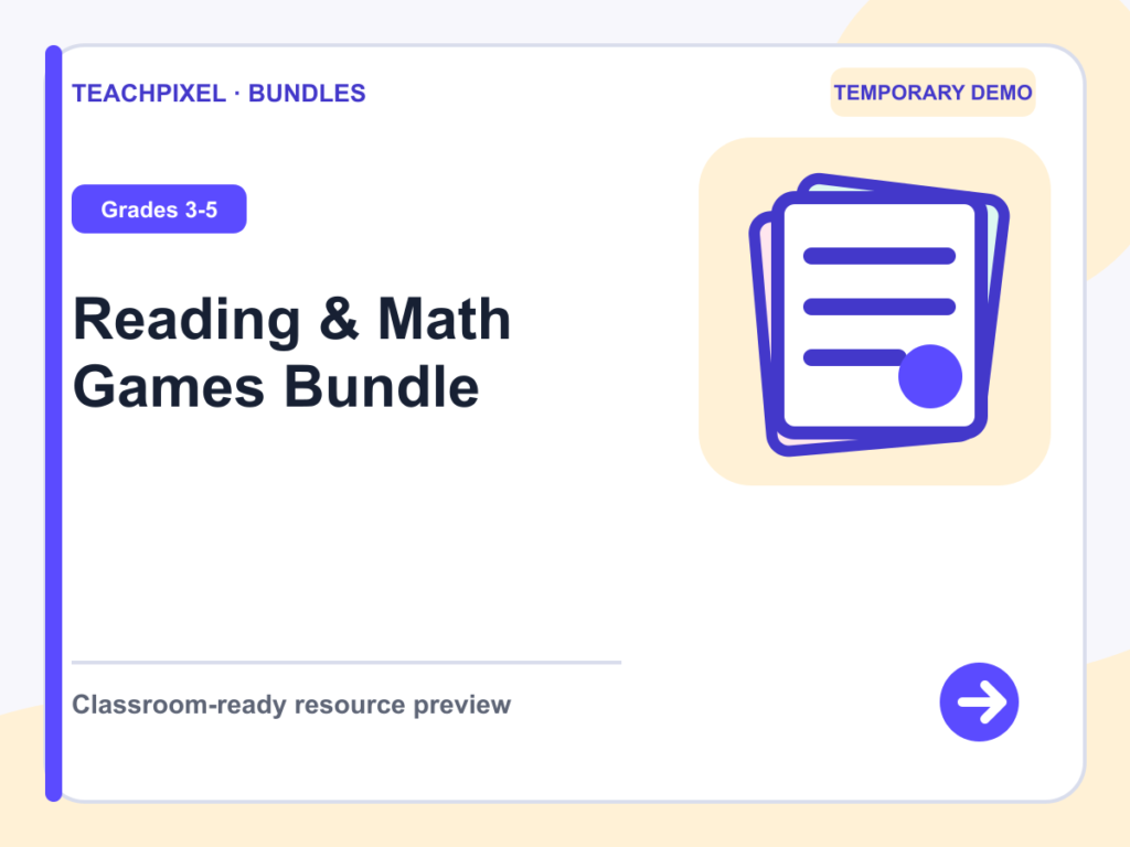 Reading & Math Games Bundle teaching resource preview