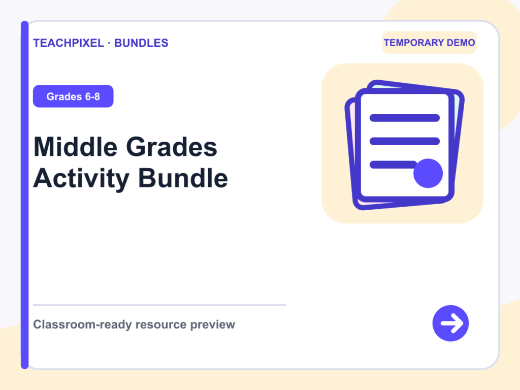Middle Grades Activity Bundle teaching resource preview